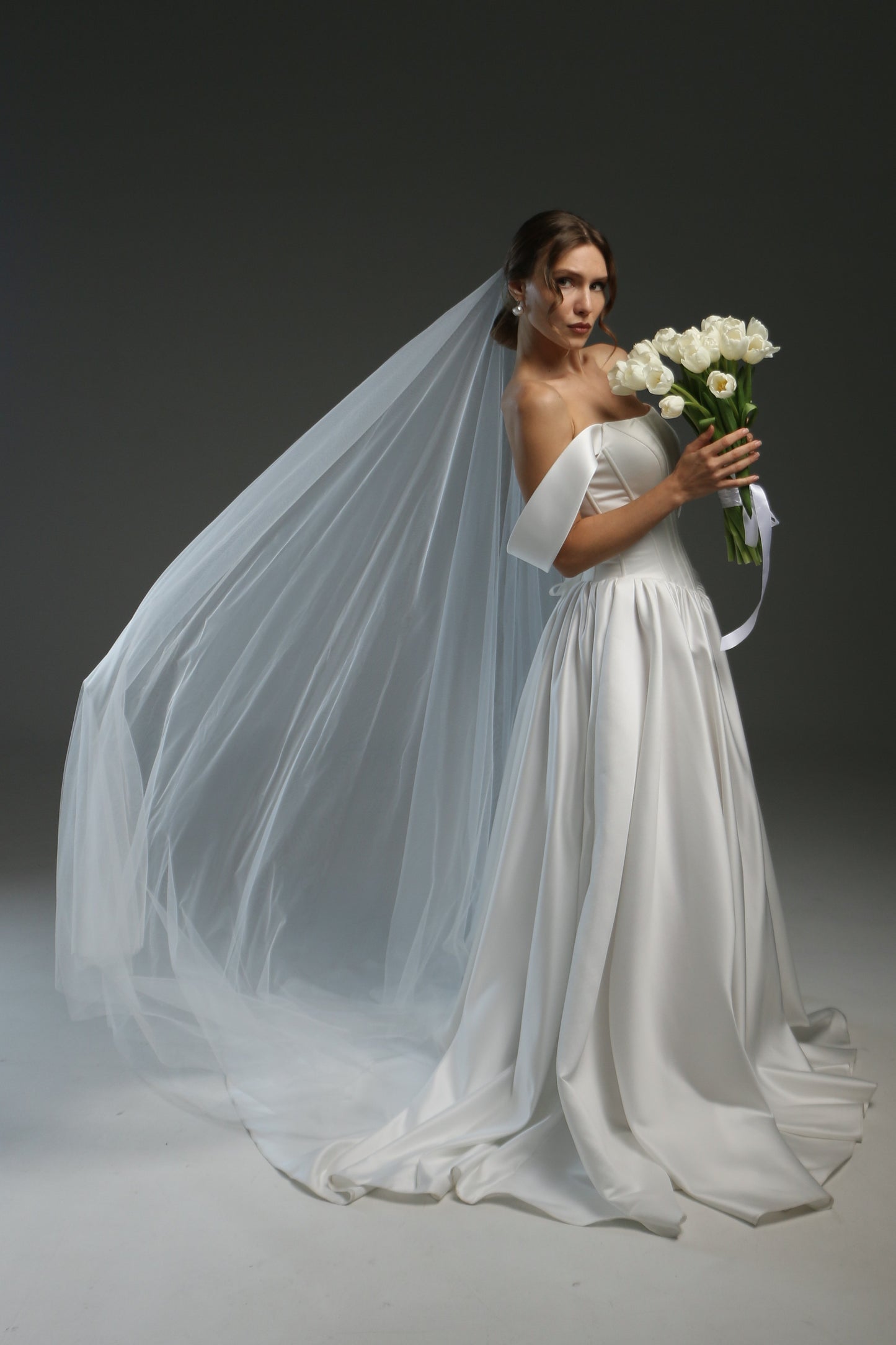 Blusher Drop Veil - Sheer Double Layer Cathedral Wedding Veil with Raw Edge | Dramatic Long Bridal Illusion Veil