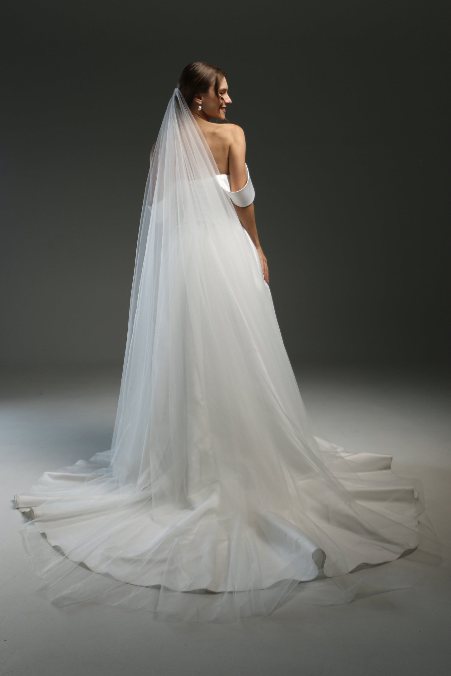 Blusher Drop Veil - Sheer Double Layer Cathedral Wedding Veil with Raw Edge | Dramatic Long Bridal Illusion Veil