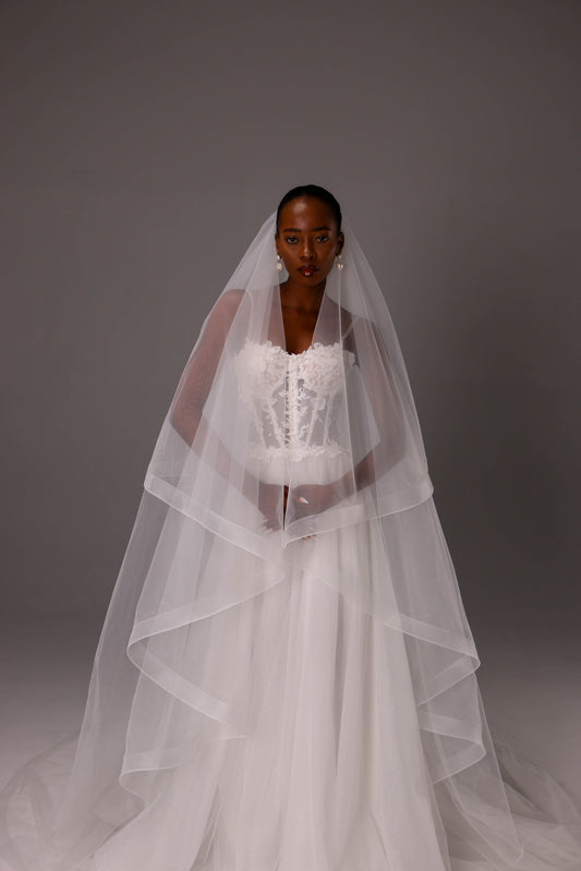 Two-Tier Horsehair Edge Bridal Veil - M1055