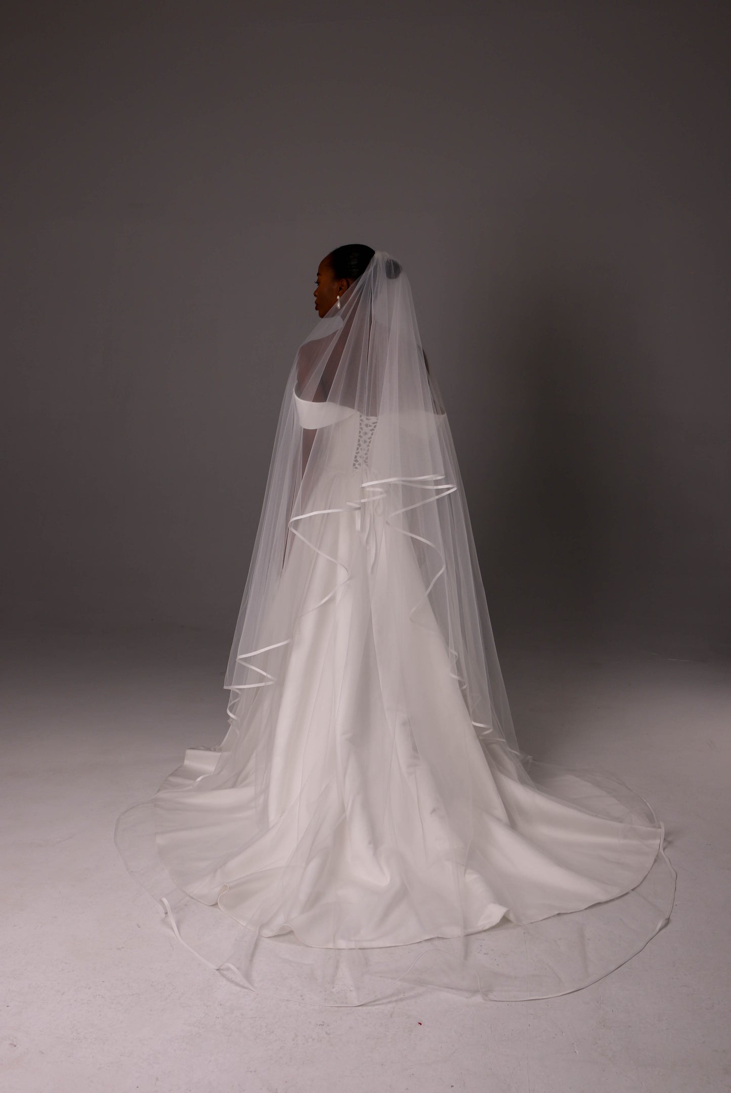 Double Layer Wedding Veil with Satin Trim