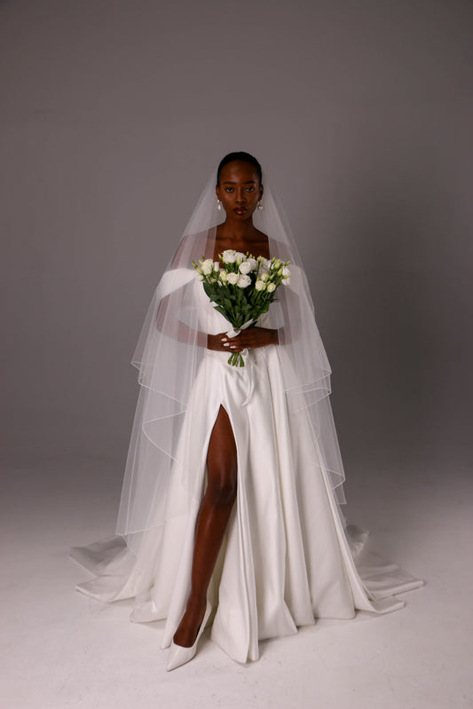 Two Tier Wedding Veil with Pencil Edge  - M1060