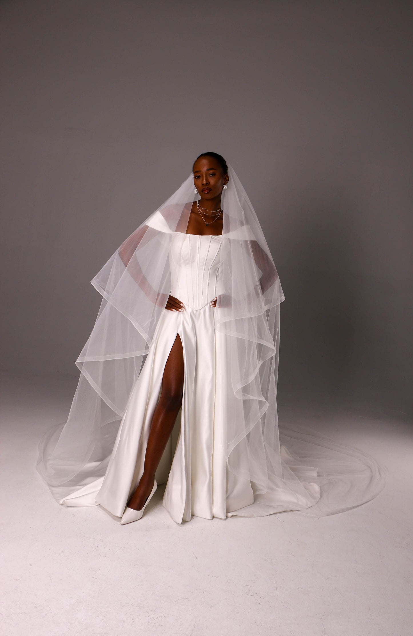 Elegant Two Tier Veil with Horsehair Edge
