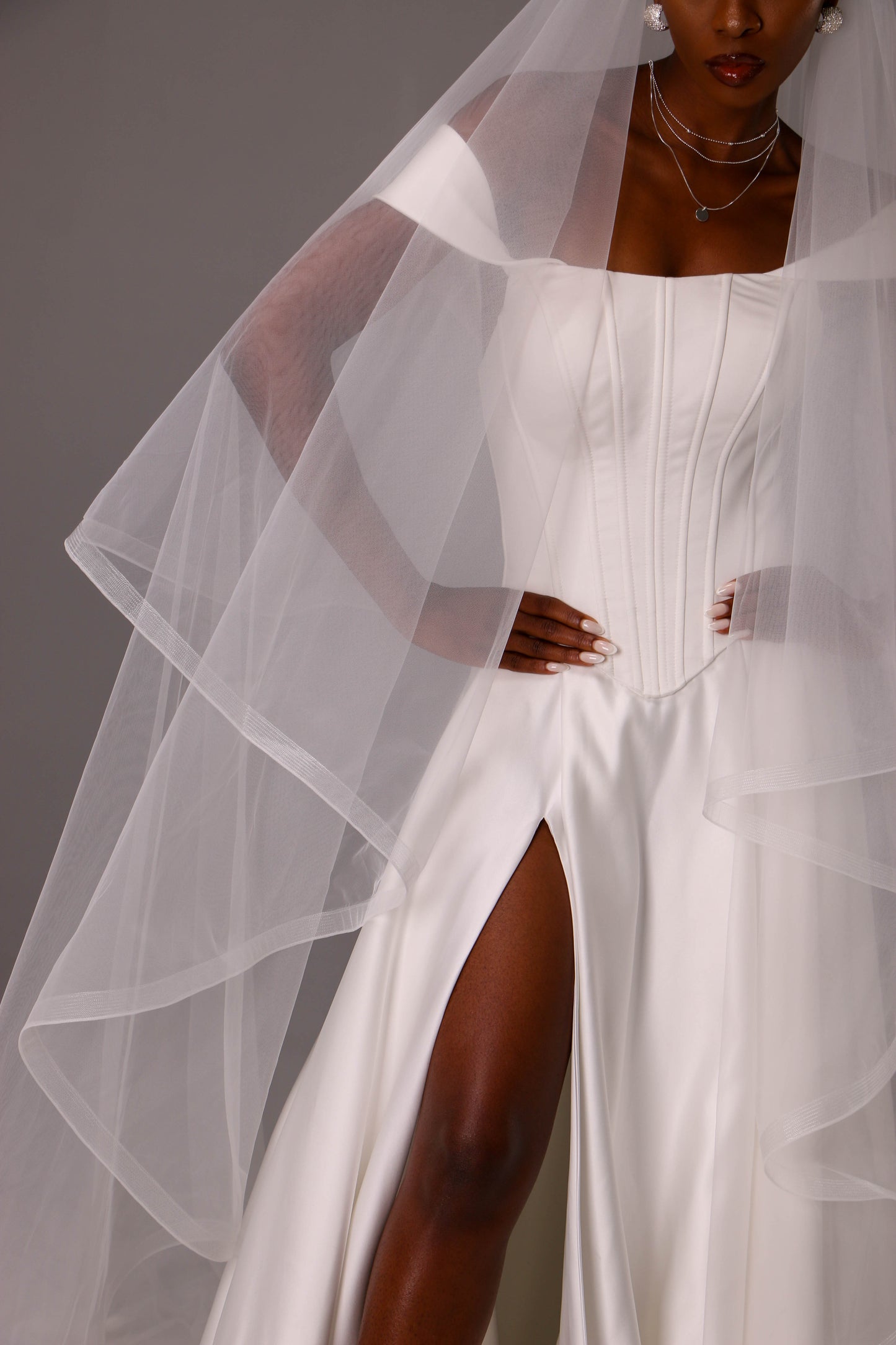 Elegant Two Tier Veil with Horsehair Edge