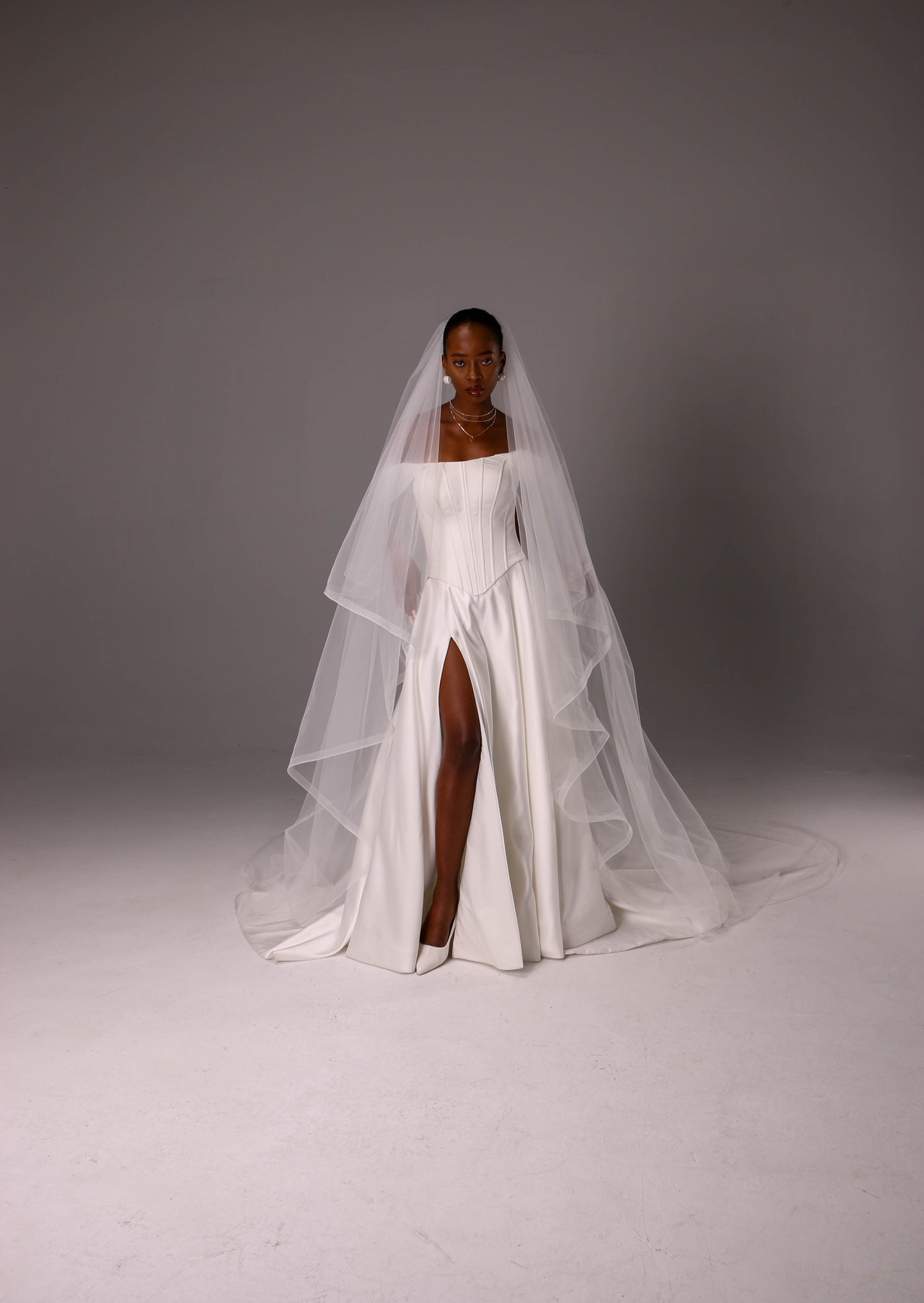 Elegant Two Tier Veil with Horsehair Edge