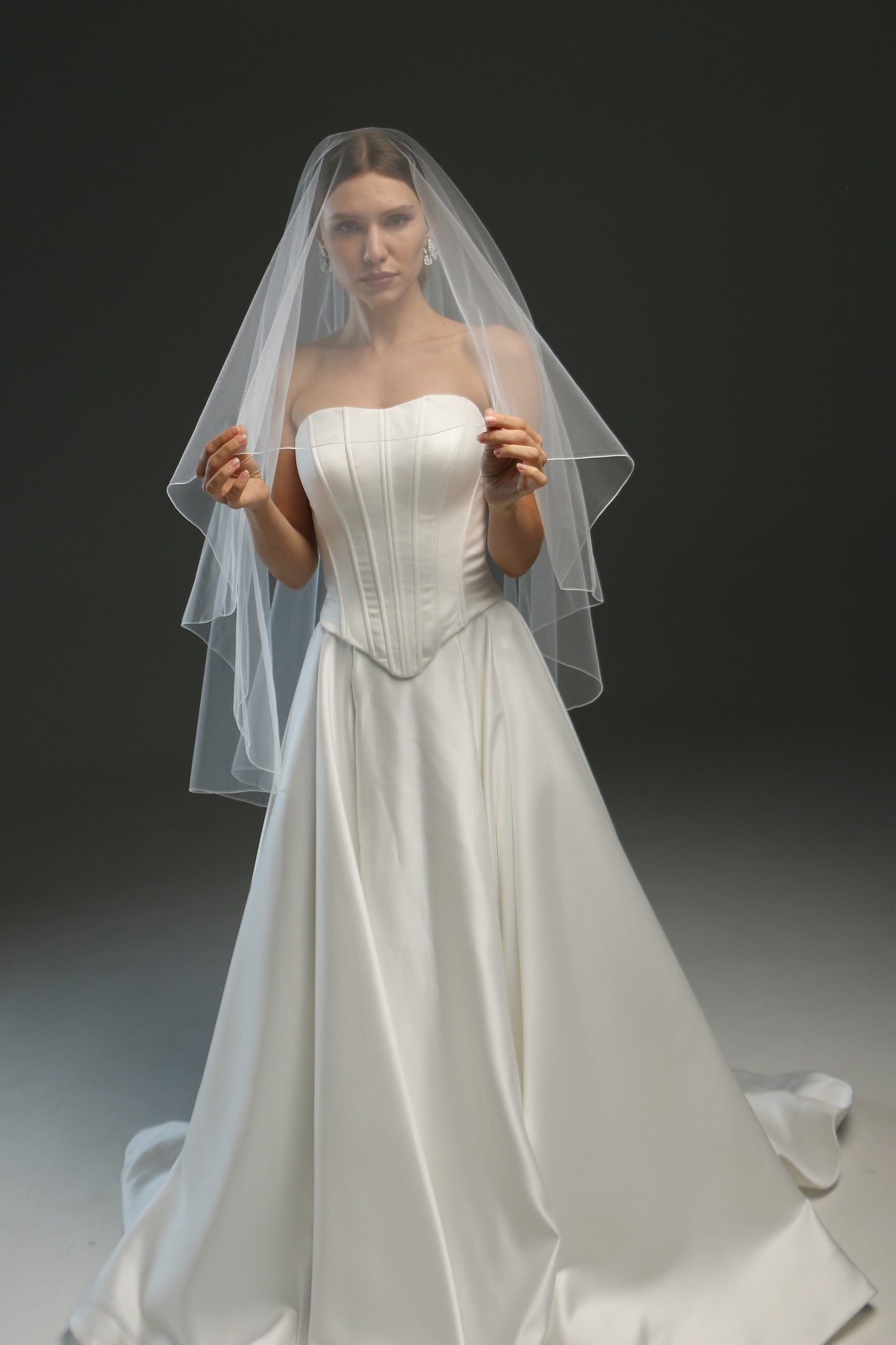 2-Layer Cathedral Wedding Veil – Classic Ivory Bridal Veil with Pencil Edge, Minimalist & Modern Design