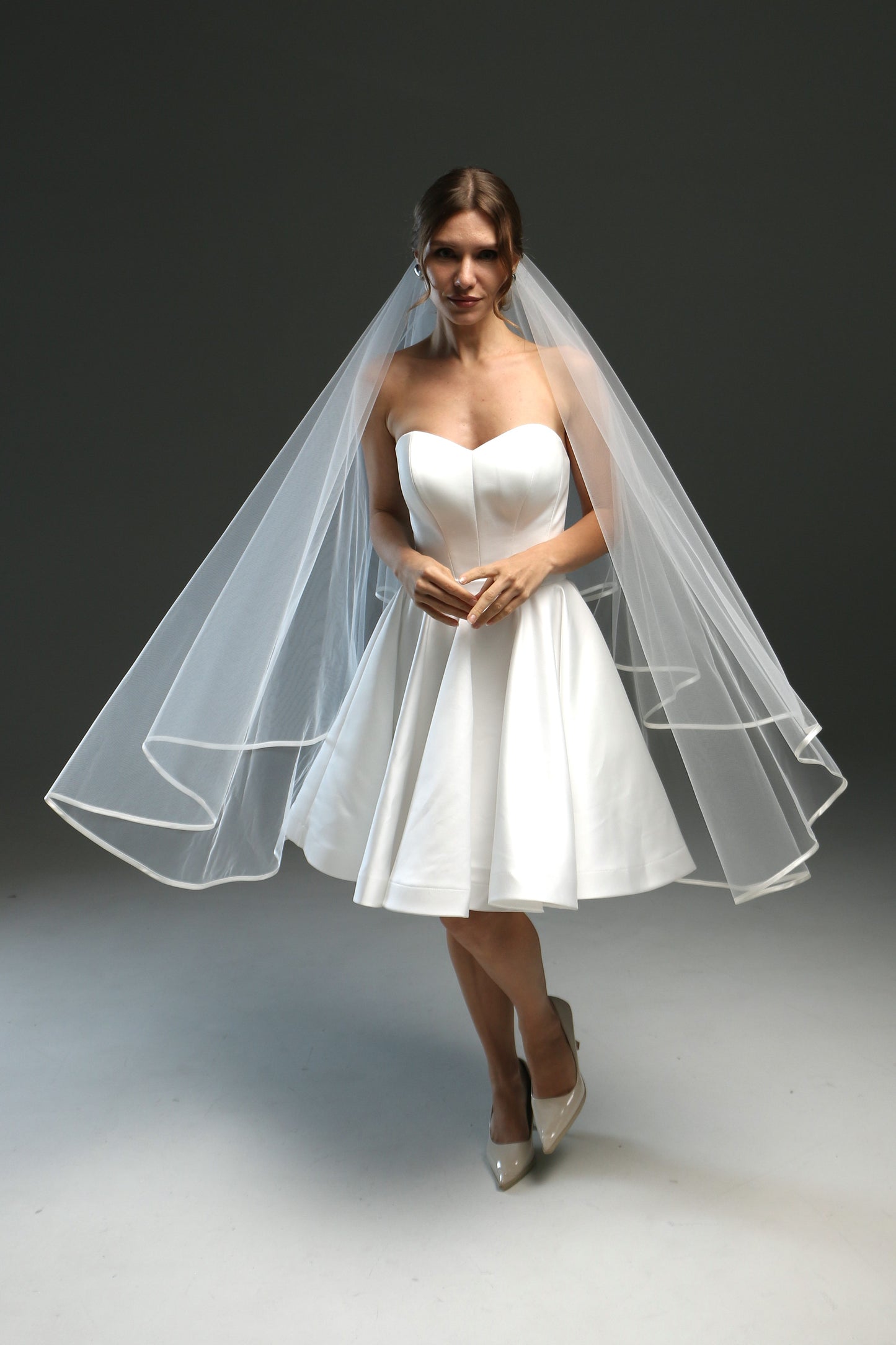 Two-Layer Wedding Veil with Satin Edge – Cathedral or Chapel Length in Ivory or White