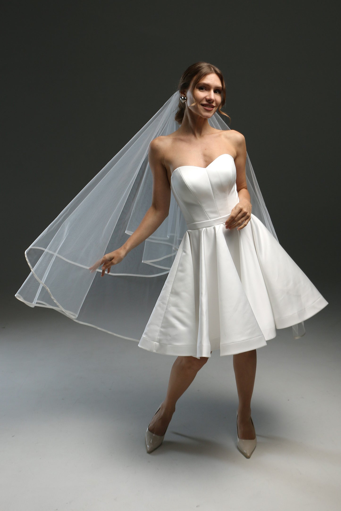 Two-Layer Wedding Veil with Satin Edge – Cathedral or Chapel Length in Ivory or White