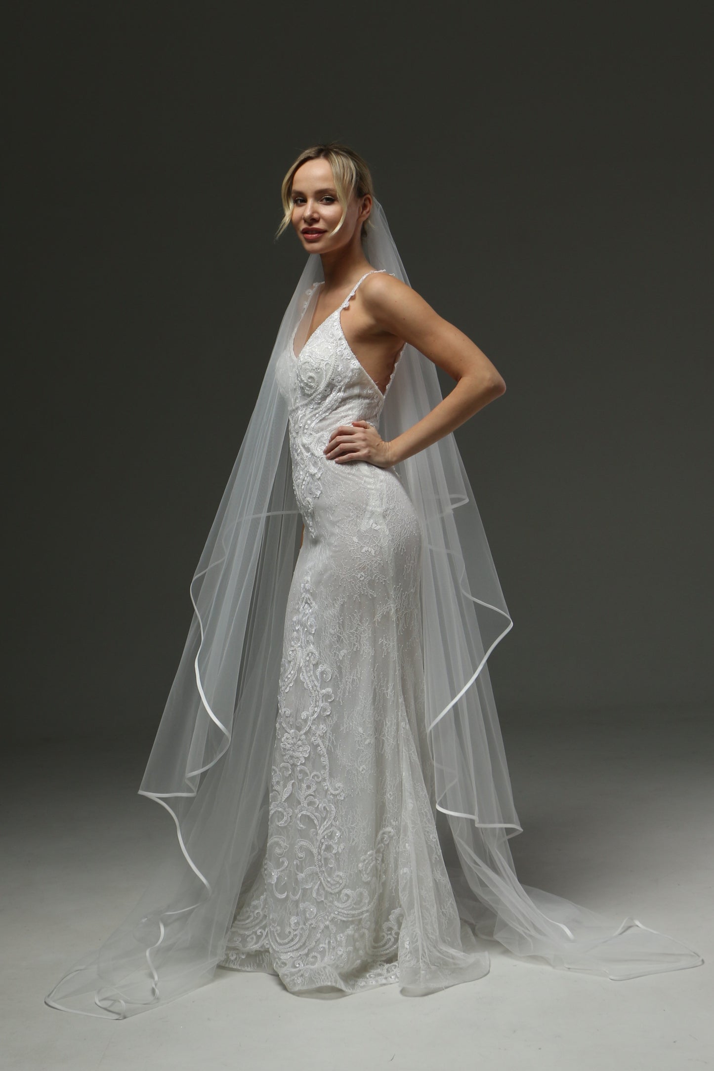 Classic Satin Ribbon Edge Bridal Veil, Two Layers