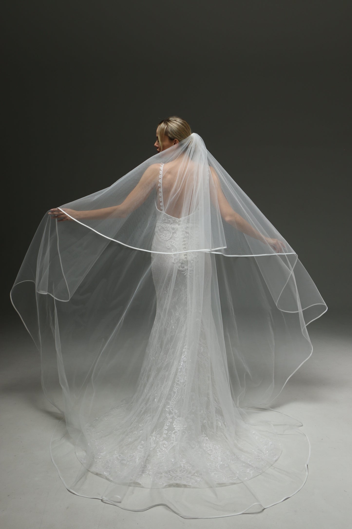 Classic Satin Ribbon Edge Bridal Veil, Two Layers