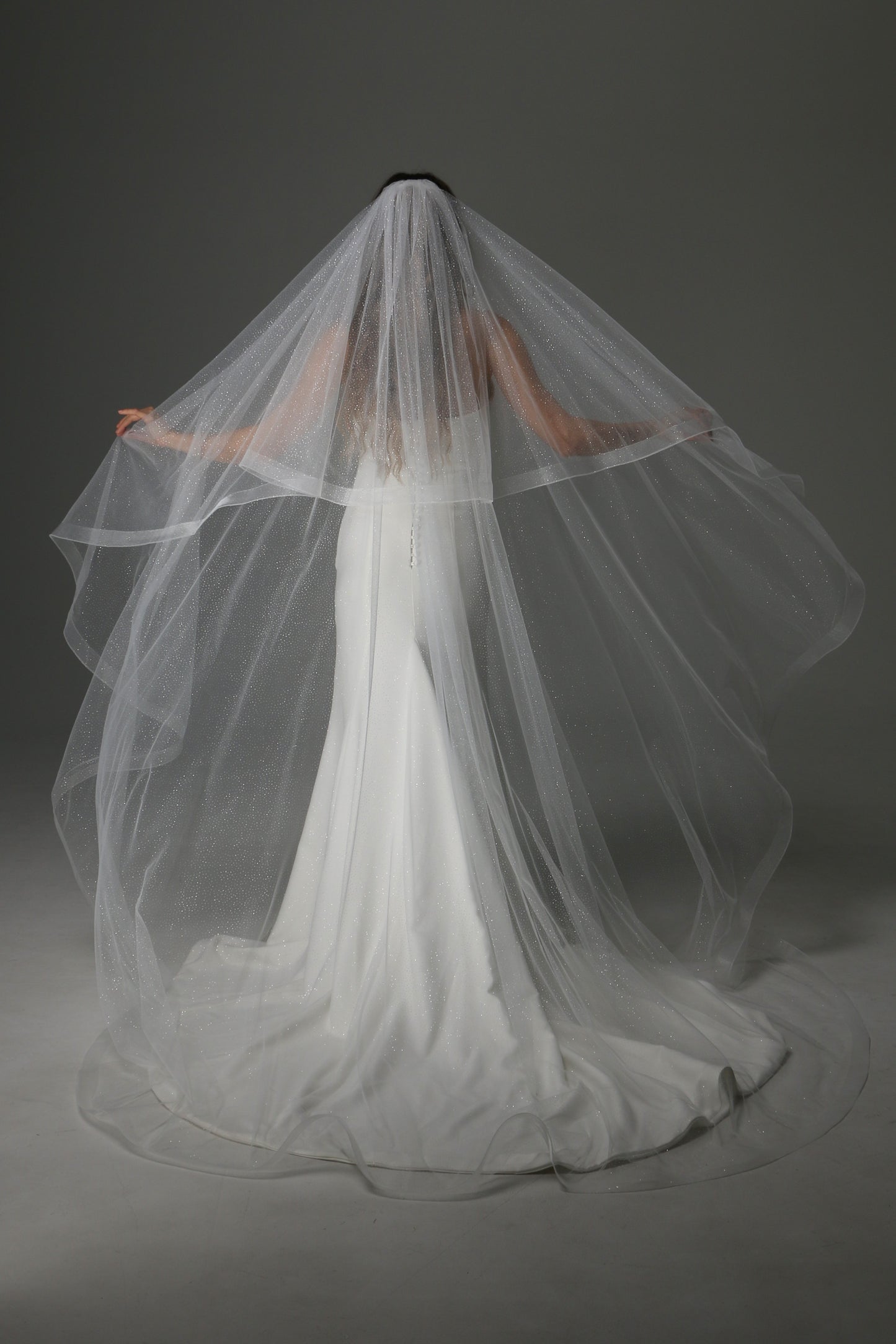 Glitter Two Tier Wedding Veil with Horsehair Edge – Sparkly Bridal Veil - M1075