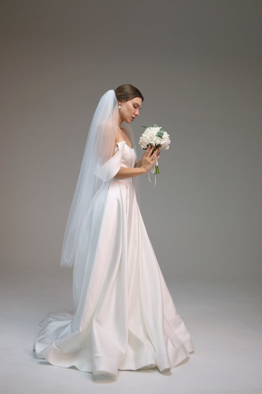 Single layer soft simple wedding veil,Simple wedding veil ,One tier bridal veil soft - M1023