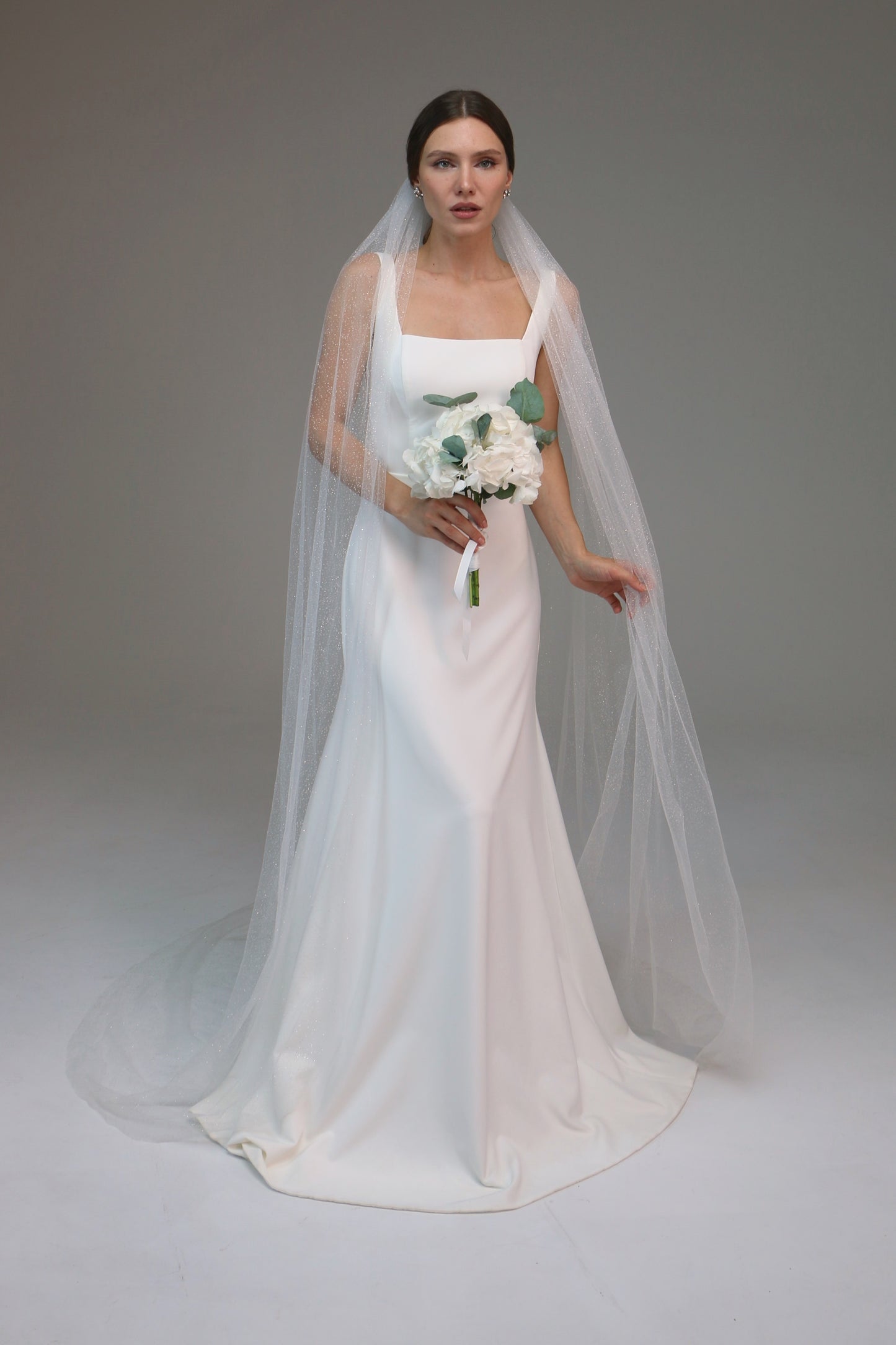 Glitter wedding veil, Sparkle tulle bridal veil, Cathedral shimmer wedding veil