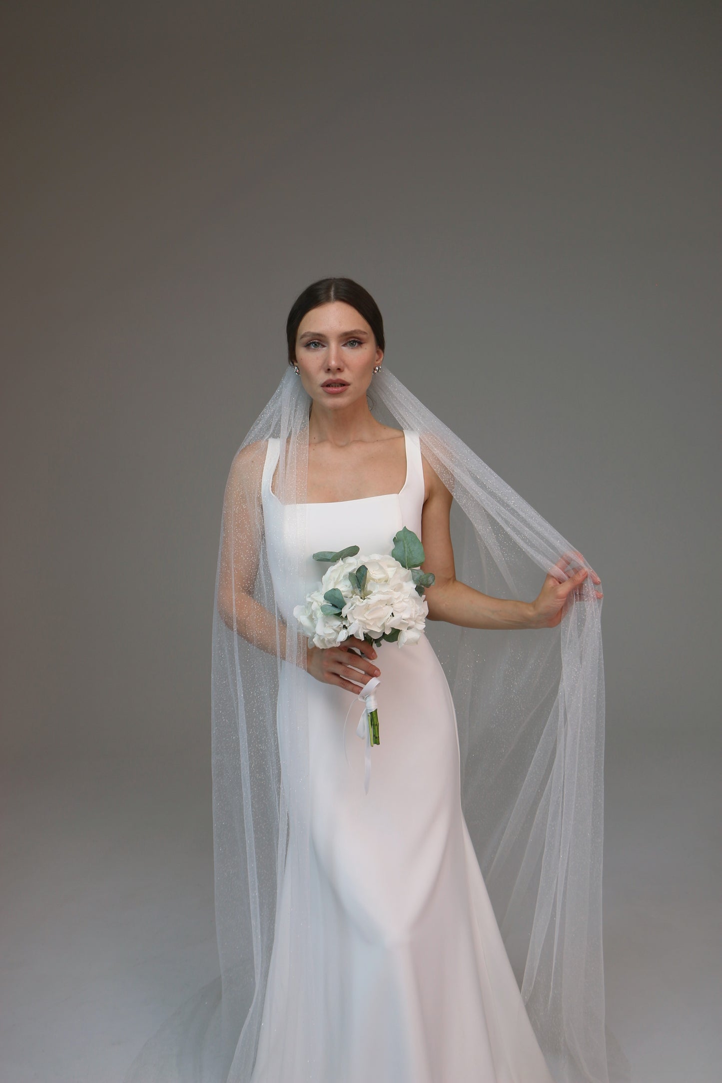 Glitter wedding veil, Sparkle tulle bridal veil, Cathedral shimmer wedding veil