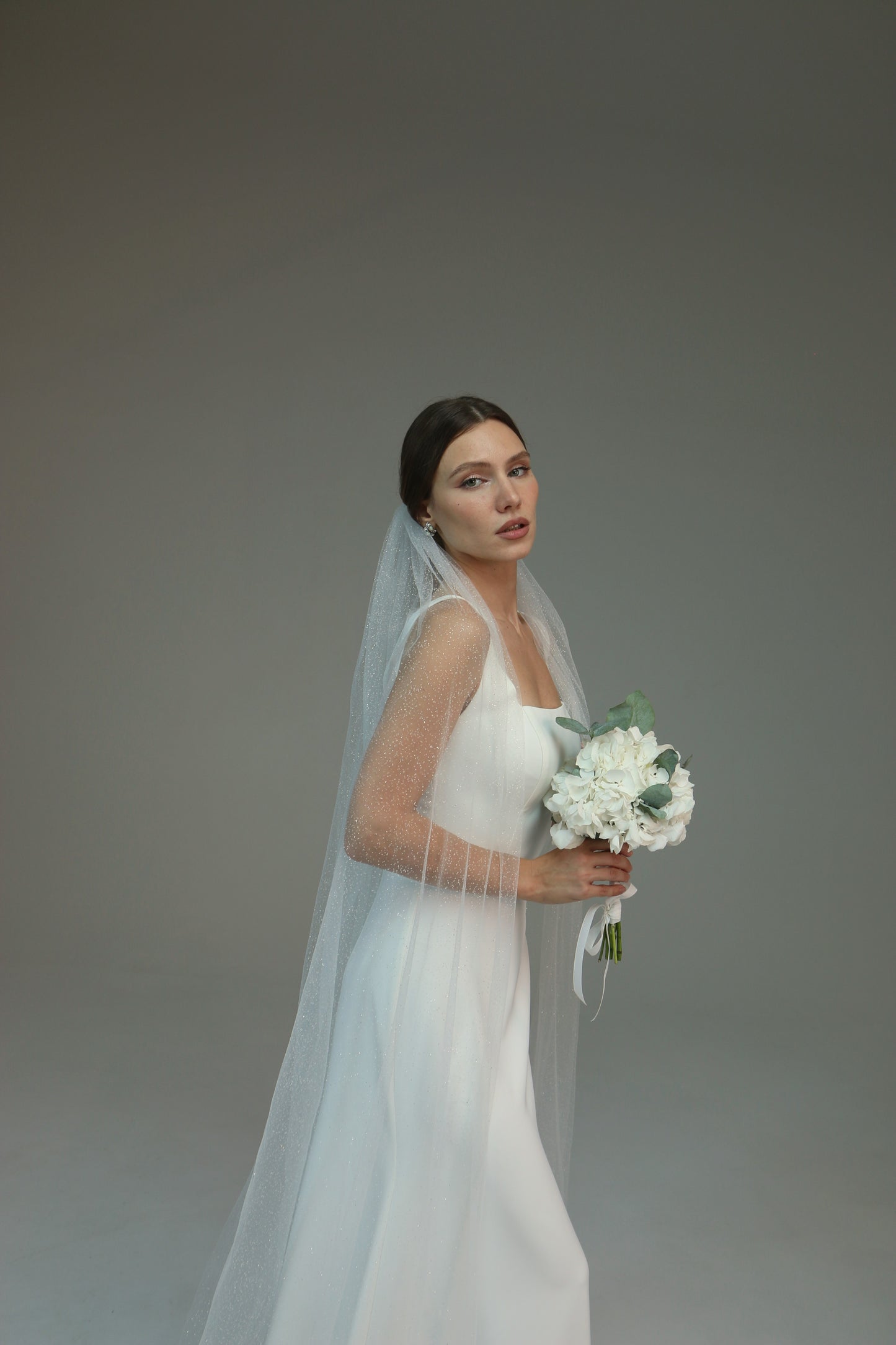 Glitter wedding veil, Sparkle tulle bridal veil, Cathedral shimmer wedding veil