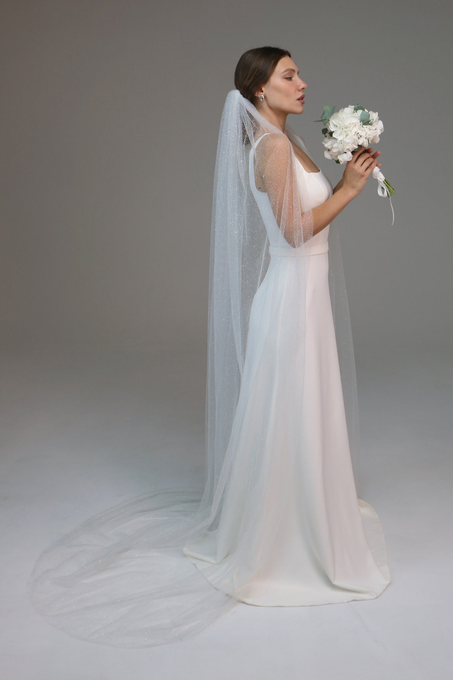 Glitter wedding veil, Sparkle tulle bridal veil, Cathedral shimmer wedding veil
