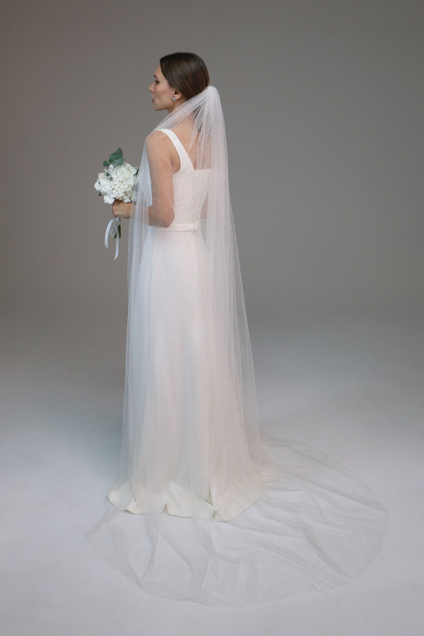 Glitter wedding veil, Sparkle tulle bridal veil, Cathedral shimmer wedding veil