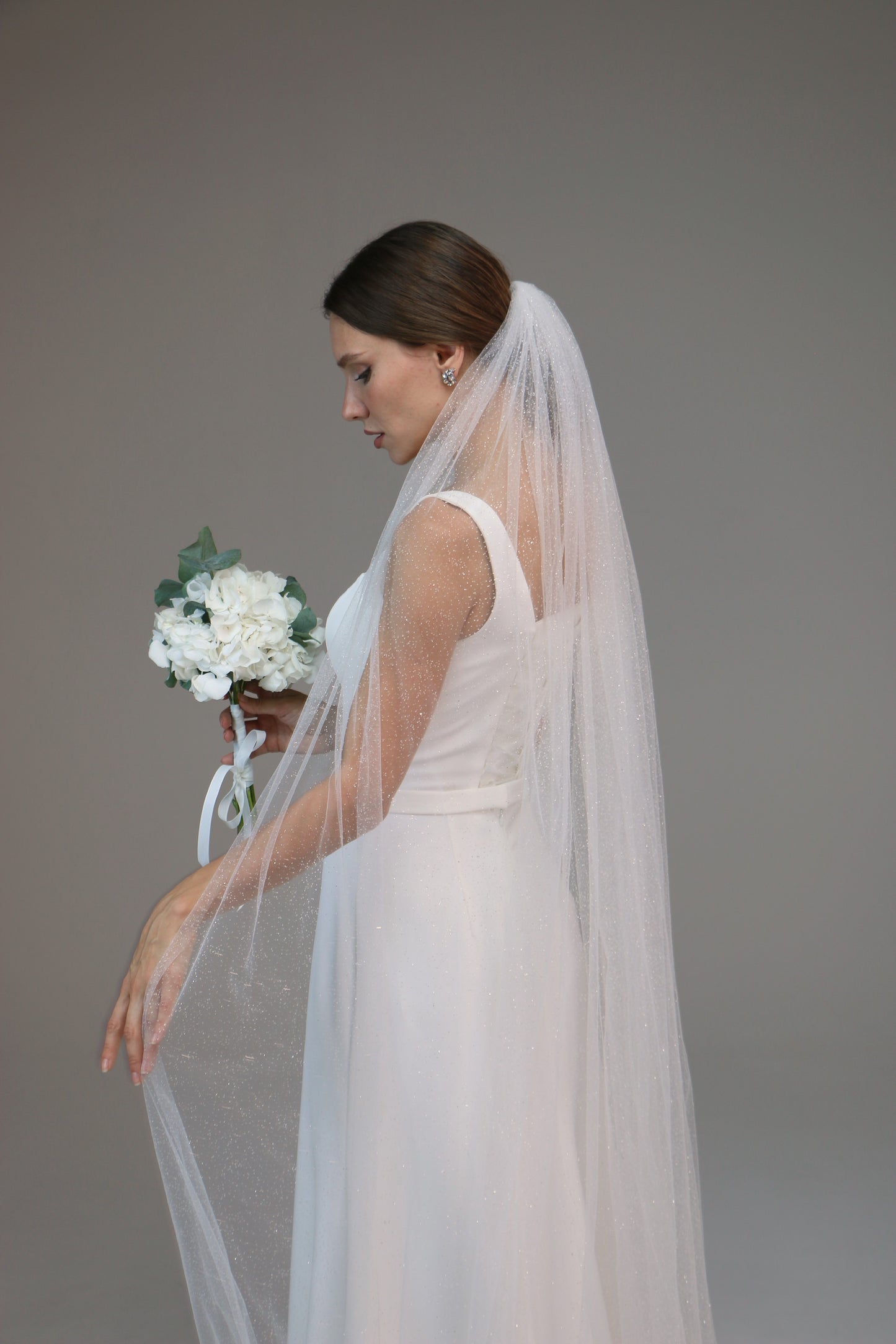 Glitter wedding veil, Sparkle tulle bridal veil, Cathedral shimmer wedding veil