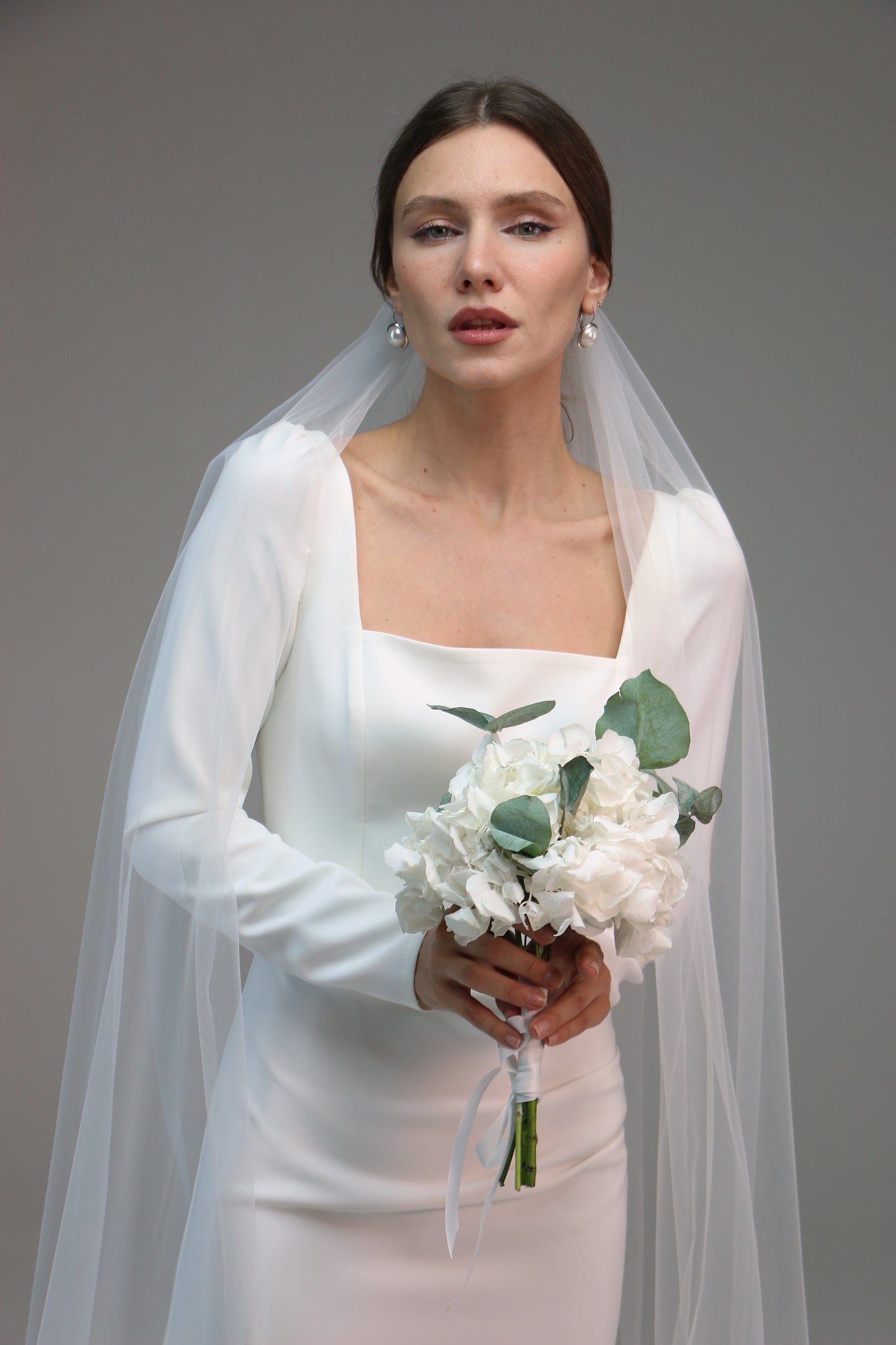ivory classic soft bridal veil, plain white wedding veil long 1 tire veil