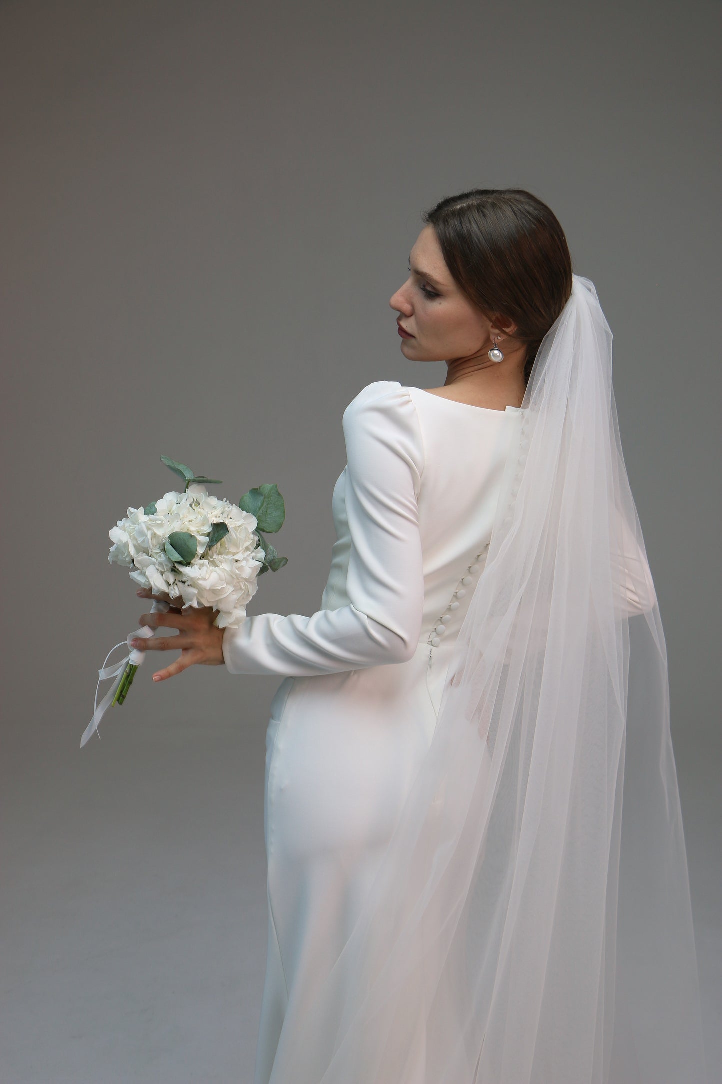 ivory classic soft bridal veil, plain white wedding veil long 1 tire veil