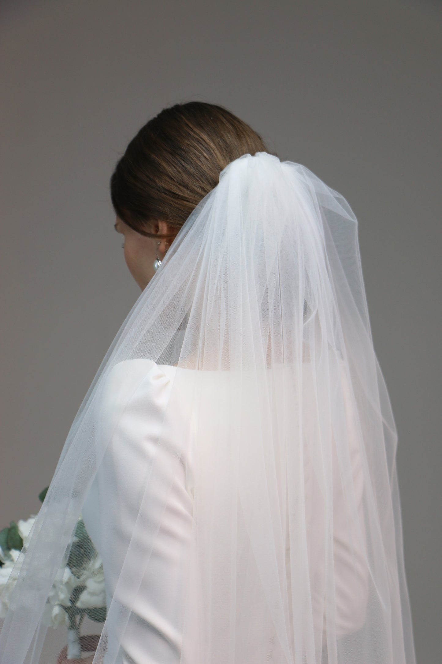 ivory classic soft bridal veil, plain white wedding veil long 1 tire veil