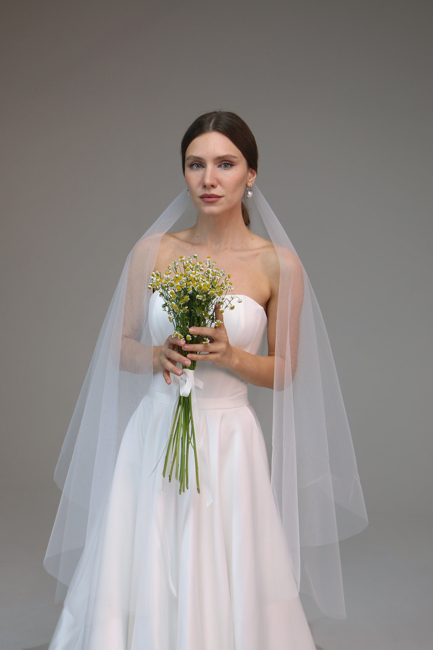 Blusher Veil-Chapel Length Veil-Simple Wedding Veil-Boho Veil | Custom Veil - M1039