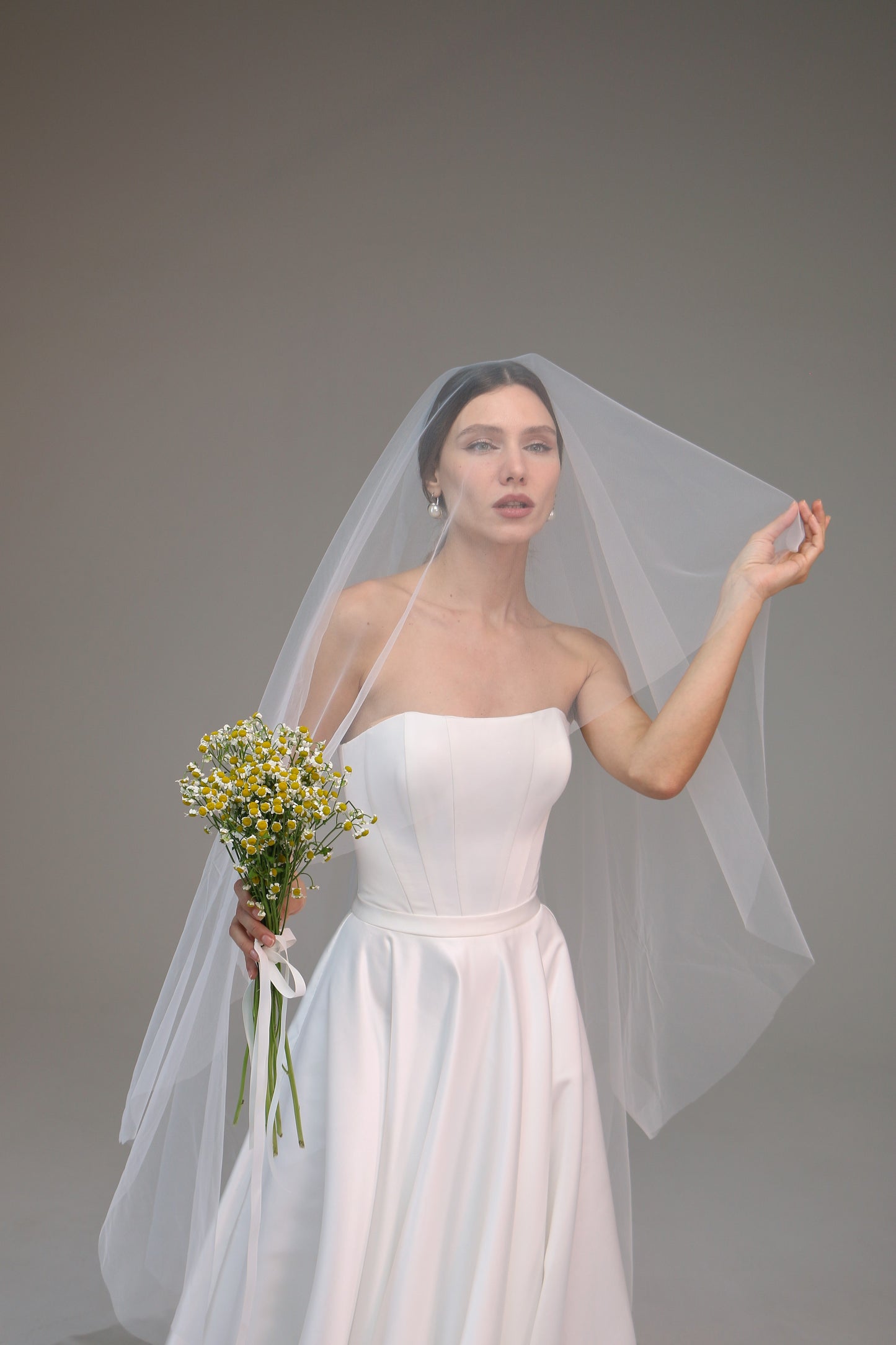 Blusher Veil-Chapel Length Veil-Simple Wedding Veil-Boho Veil | Custom Veil - M1039