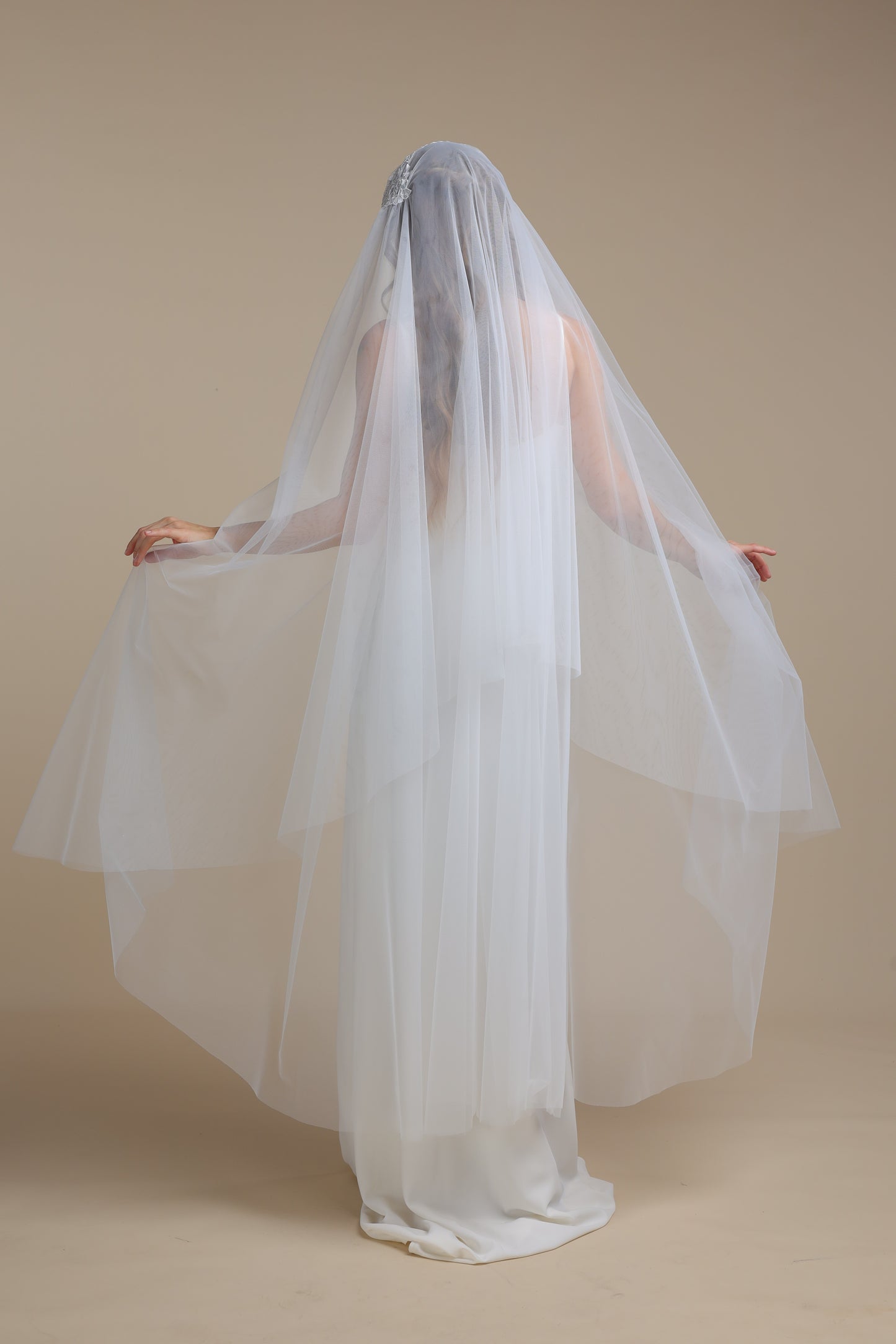 Two Tier Juliet Cap Veil with Lace Appliques | Bridal Veil with Cut Edge | Vintage Inspired Wedding Veil,M1098