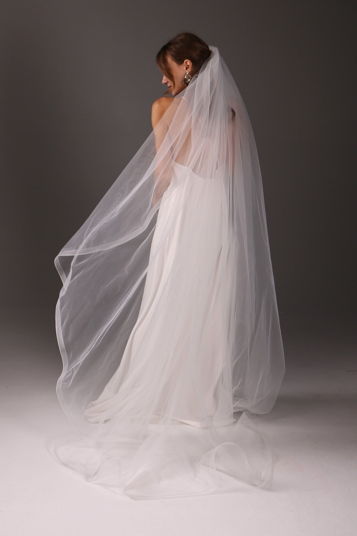 Cathedral Wedding Veil: Ivory Tulle with Horsehair Trim - Handmade - M1088