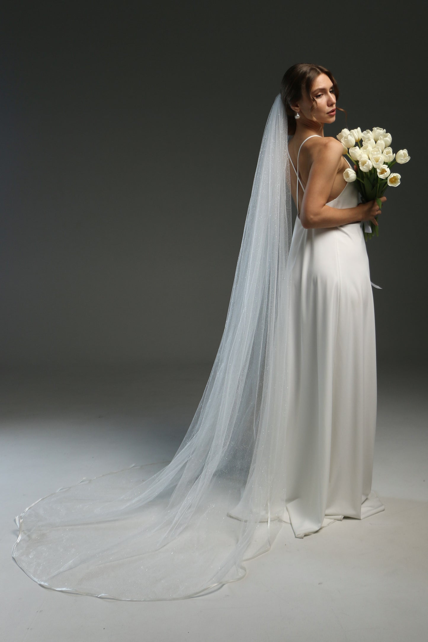 Blusher Drop Veil - Sheer Double Layer Cathedral Wedding Veil with Raw Edge | Dramatic Long Bridal Illusion Veil