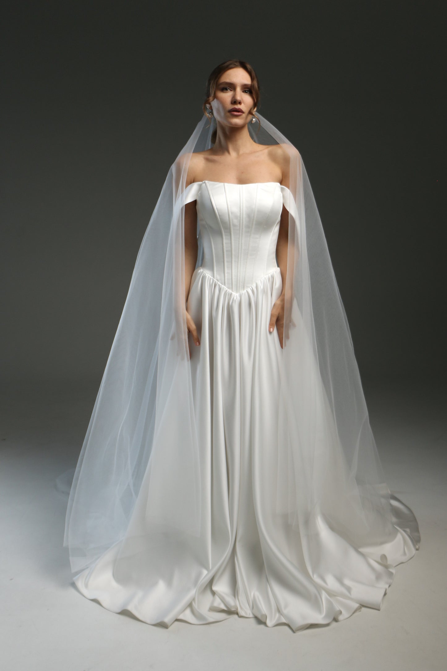 Blusher Drop Veil - Sheer Double Layer Cathedral Wedding Veil with Raw Edge | Dramatic Long Bridal Illusion Veil