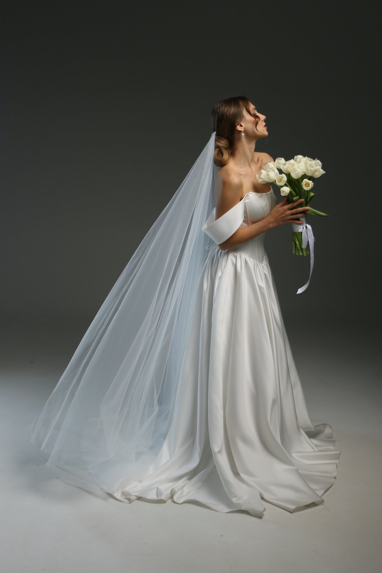 Blusher Drop Veil - Sheer Double Layer Cathedral Wedding Veil with Raw Edge | Dramatic Long Bridal Illusion Veil