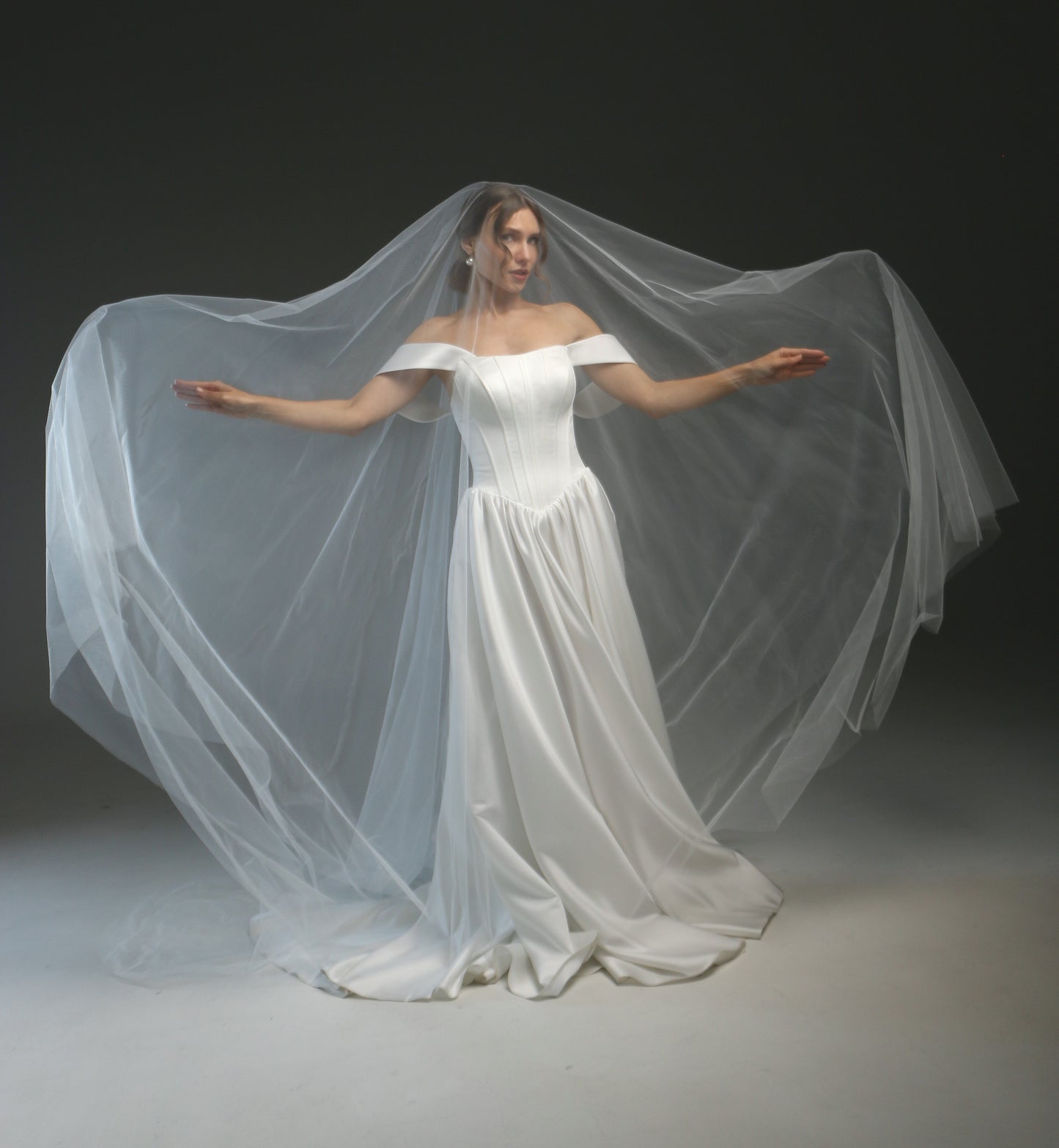 Blusher Drop Veil - Sheer Double Layer Cathedral Wedding Veil with Raw Edge | Dramatic Long Bridal Illusion Veil