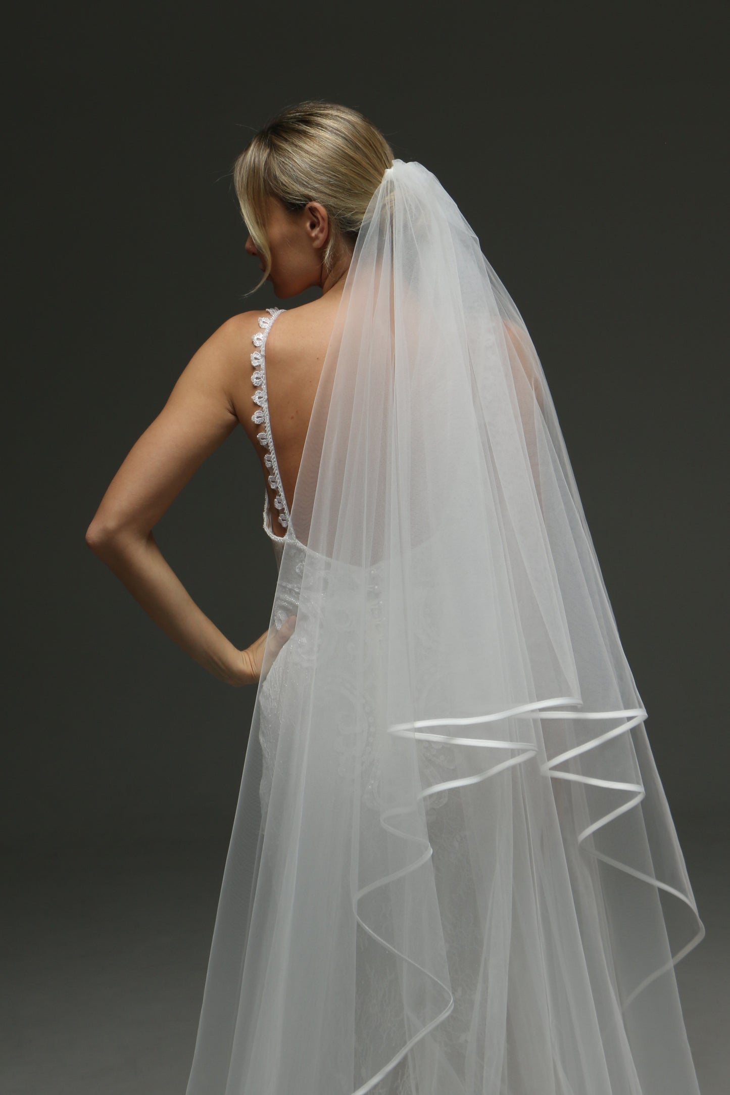 Classic Satin Ribbon Edge Bridal Veil, Two Layers