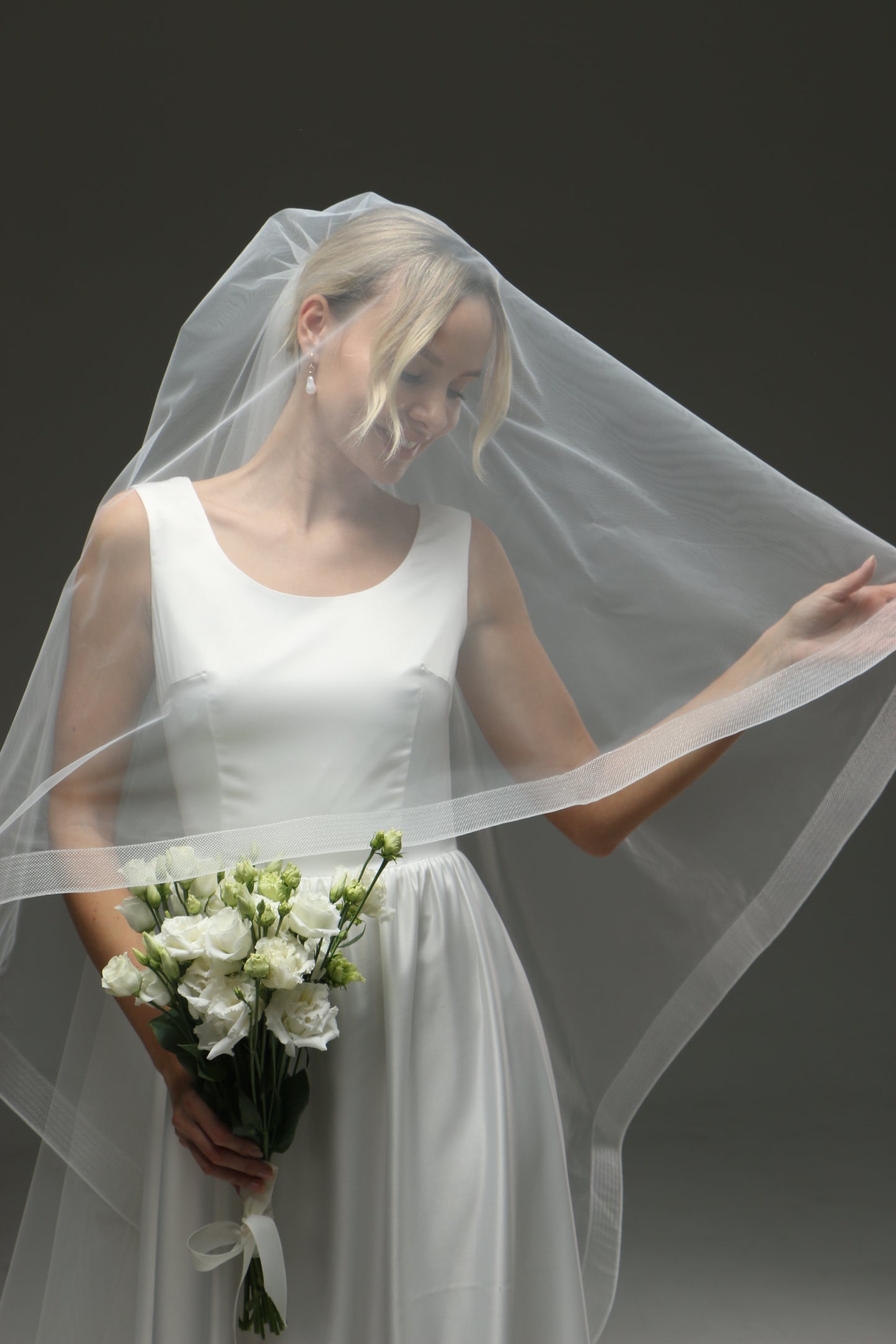 Romantic Bridal Veil with Horsehair Edge, Two Layers