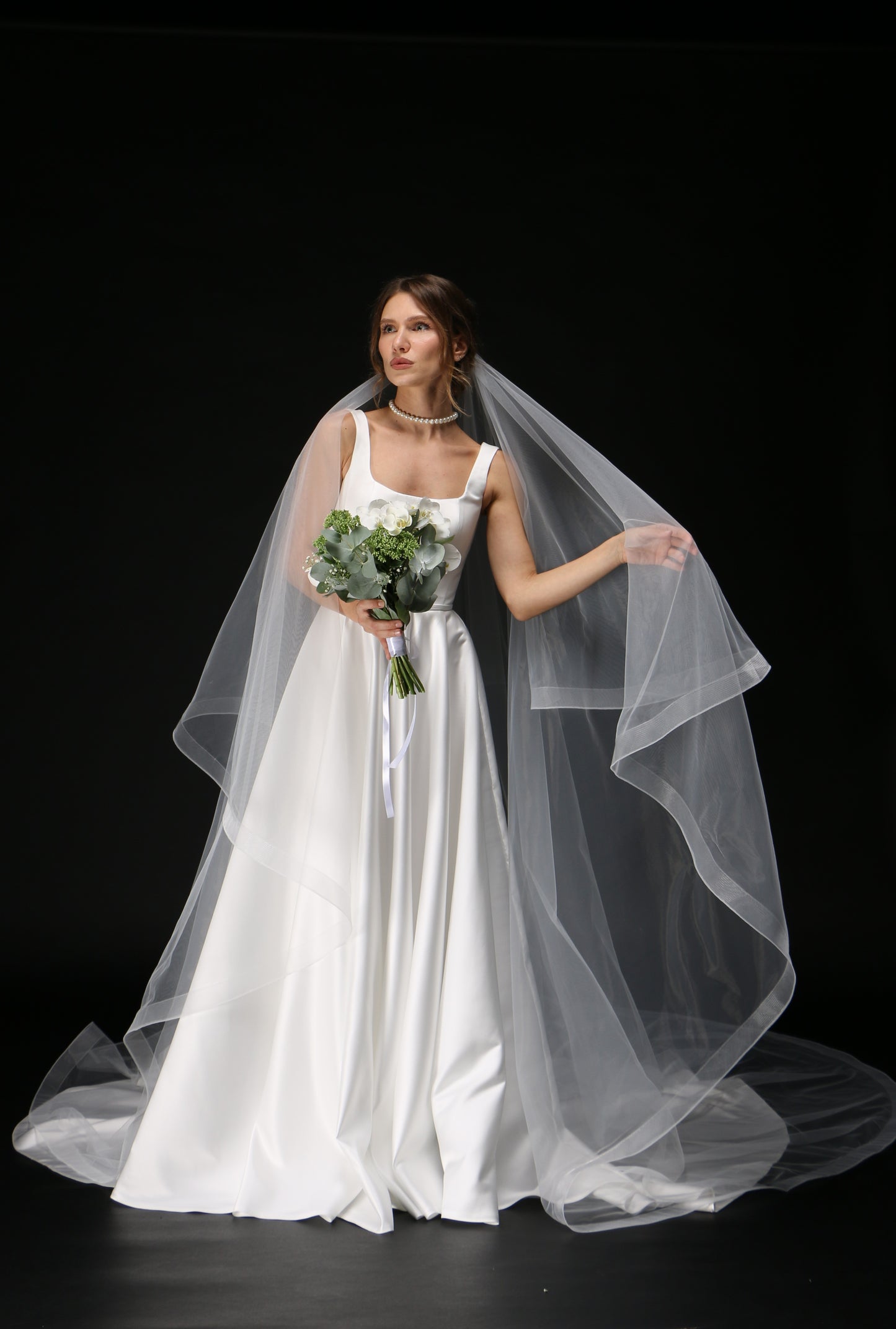 Two-Layer Bridal Veil with Horsehair Edge | Custom Text Print Veil