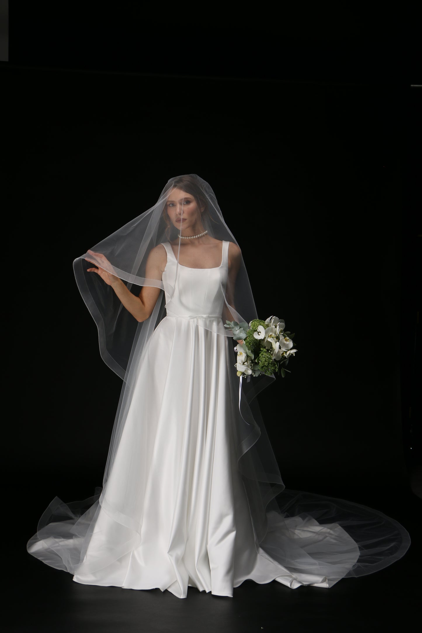 Two-Layer Bridal Veil with Horsehair Edge | Custom Text Print Veil