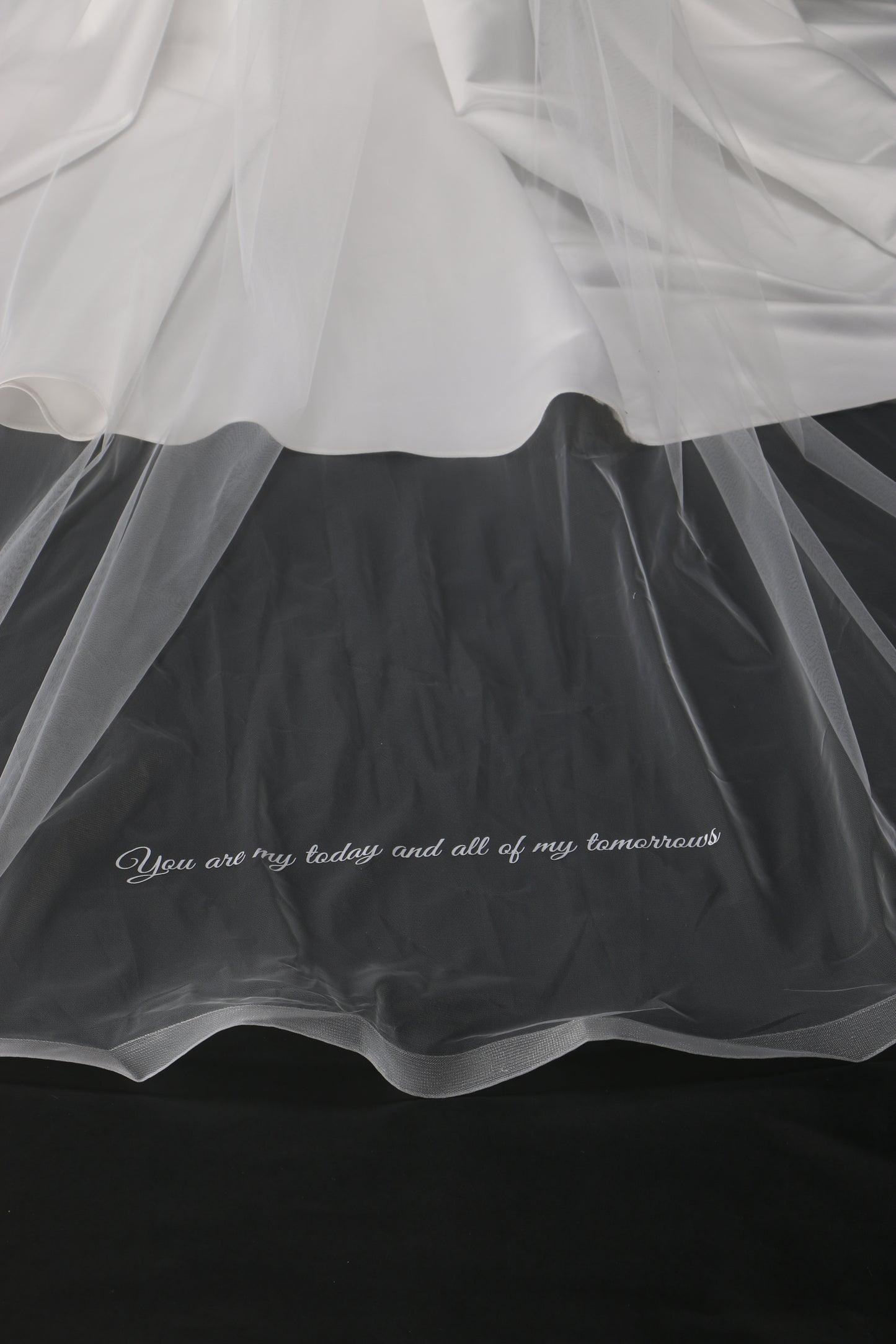 Two-Layer Bridal Veil with Horsehair Edge | Custom Text Print Veil