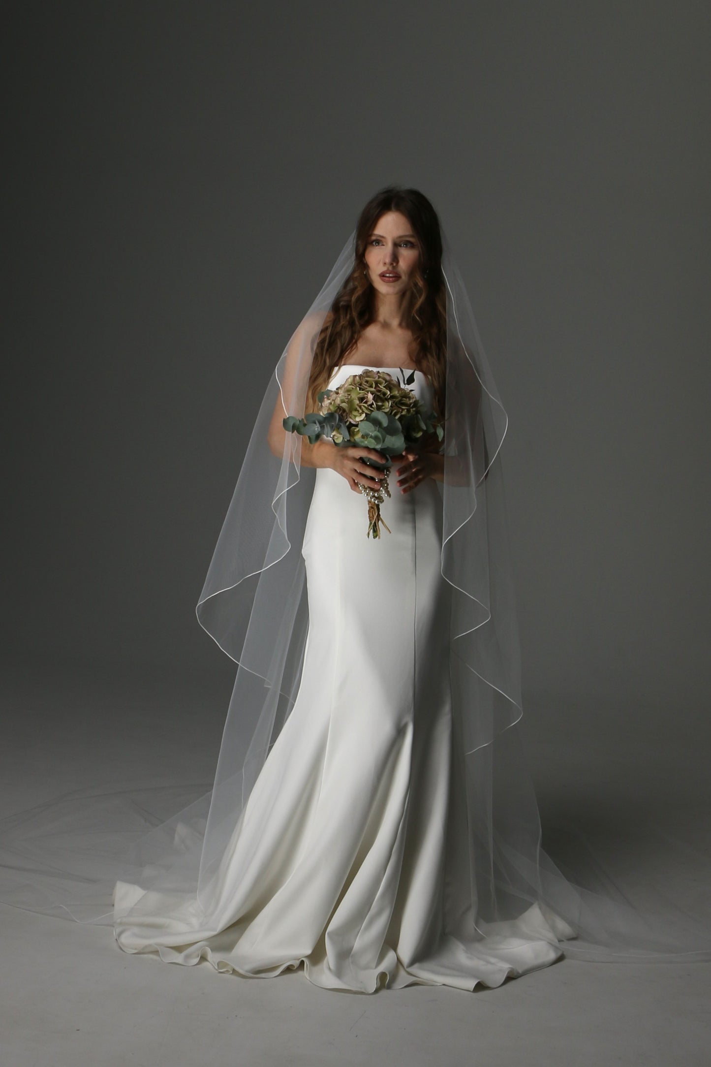 Soft Tulle Wedding Veil with Pencil Edge – Single Tier Cascade Style - M1074