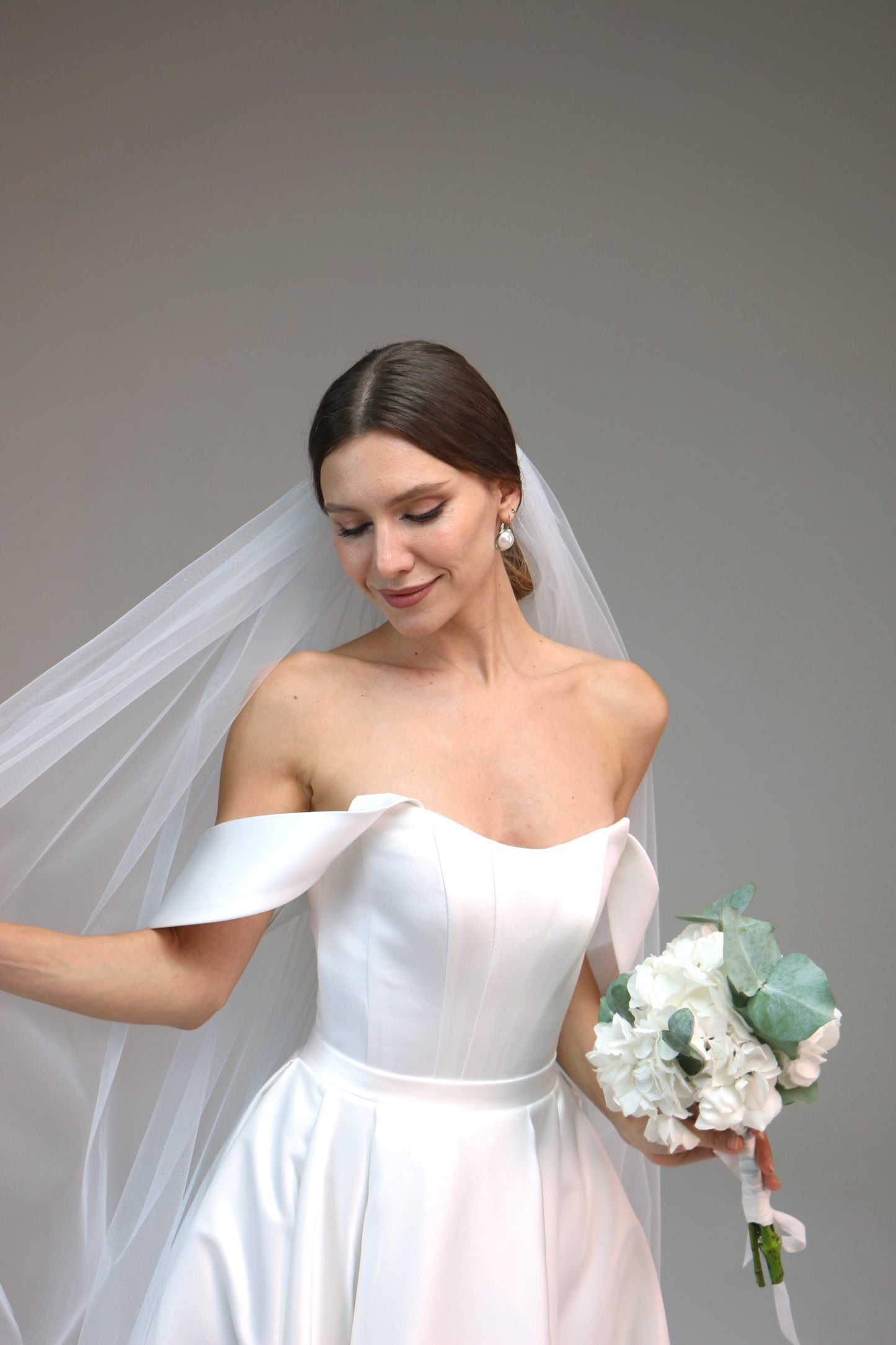 Single layer soft simple wedding veil,Simple wedding veil ,One tier bridal veil soft