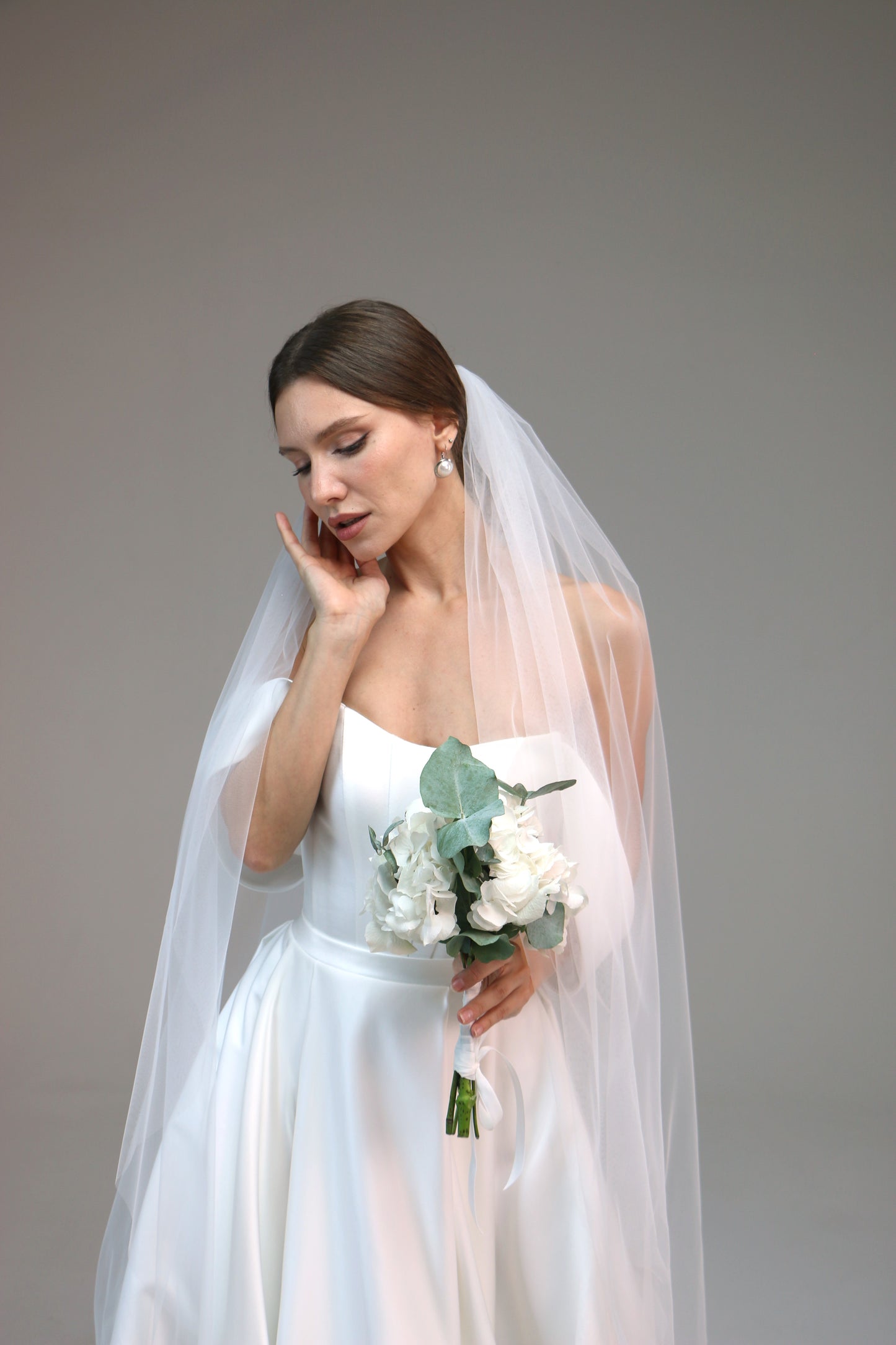 Single layer soft simple wedding veil,Simple wedding veil ,One tier bridal veil soft