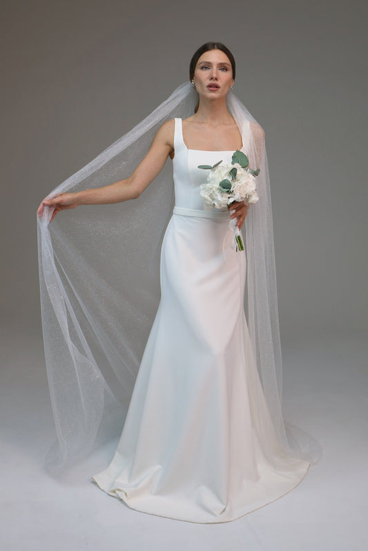 Glitter wedding veil, Sparkle tulle bridal veil, Cathedral shimmer wedding veil