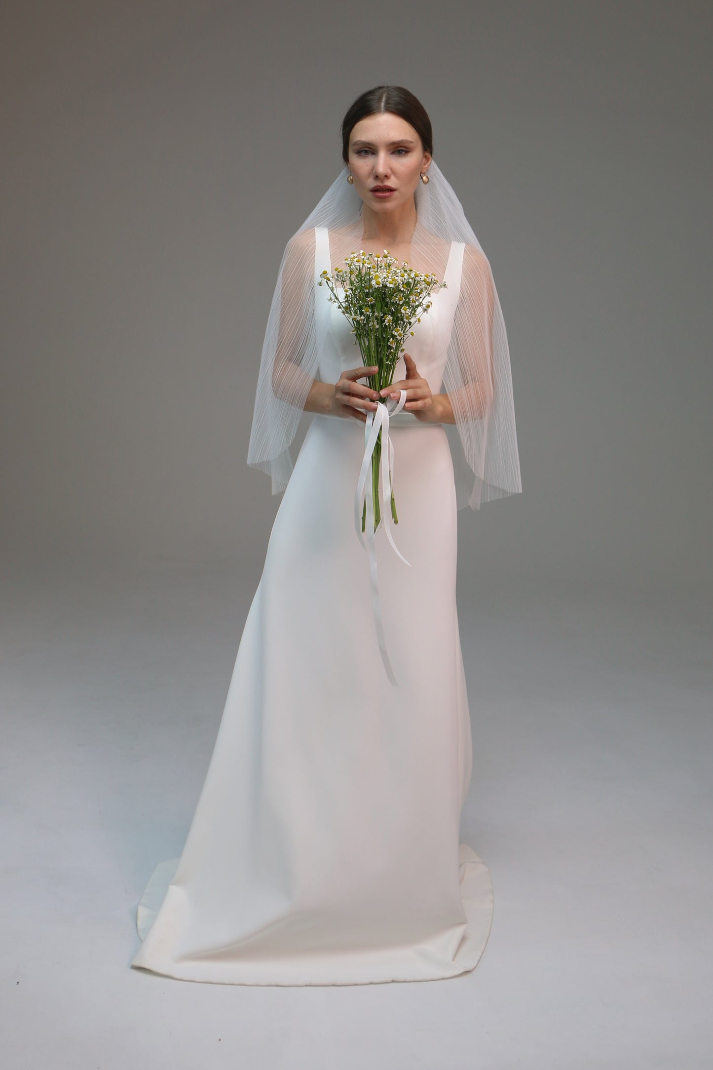 Pleated veil in soft tulle | Accordion veil to the fingertips
