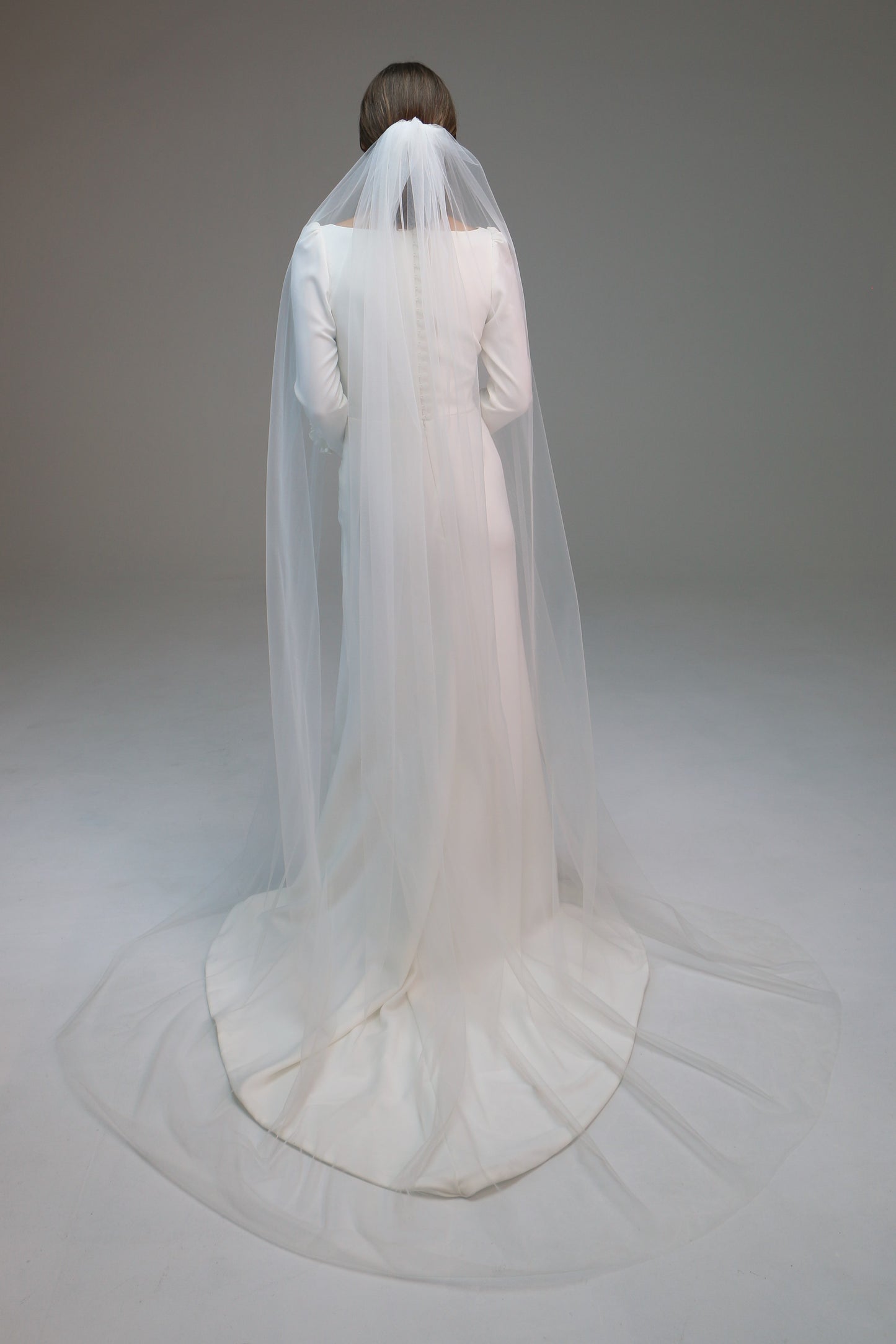 ivory classic soft bridal veil, plain white wedding veil long 1 tire veil