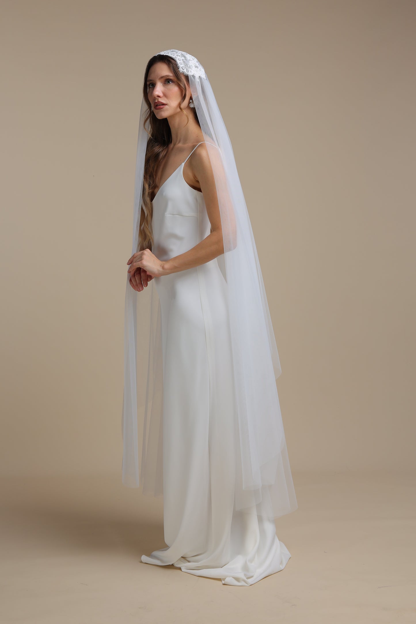 Two Tier Juliet Cap Veil with Lace Appliques | Bridal Veil with Cut Edge | Vintage Inspired Wedding Veil,M1098