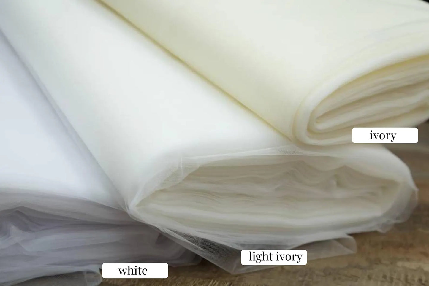 Veil Fabric Samples - White, Ivory and Light Ivory Tulle Samples for Wedding Veils